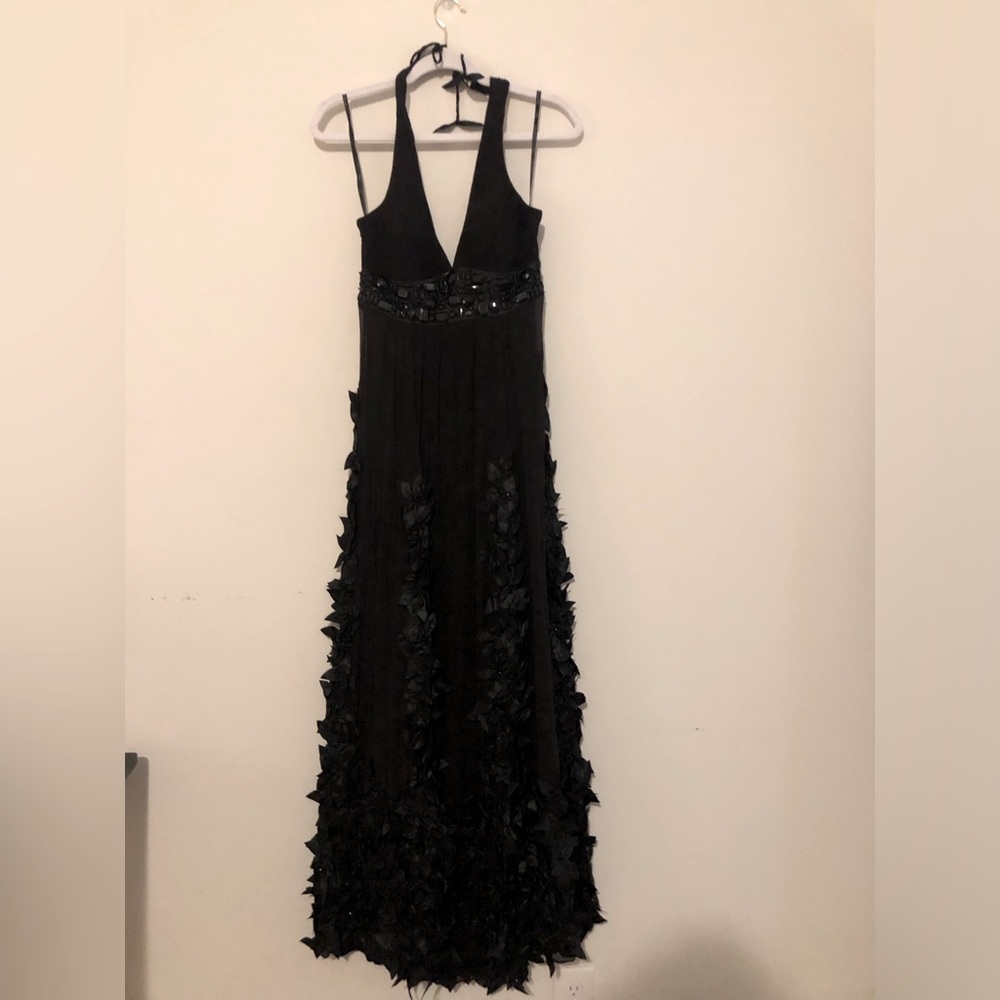 Sue wong silk floral embellished maxi halter dress, EUC